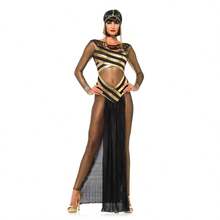Sexy Transparent Cleopatra Costume Stage Performance Uniform - 黑色 - 查看 1