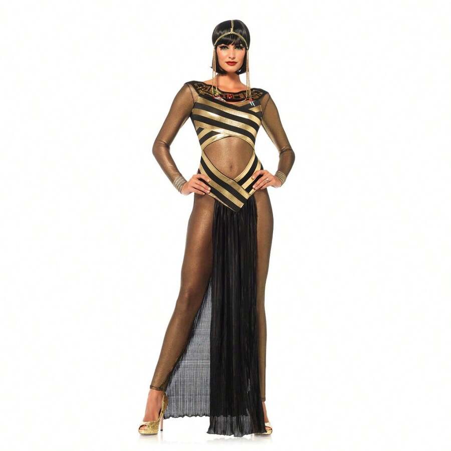 Sexy Transparent Cleopatra Costume Stage Performance Uniform - 黑色 - 查看 1