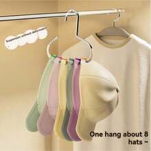 1/5pcs New Hat Hanging Rack, Closet Storage Organizer, Baseball Cap Holder For Men And Women, Multi-Functional Space-Saving Hat Rack, Non-Slip Mark-Free Storage Solution, Perfect Hat Storage Solution. No Installation Required, No Drilling Needed, One Rack Can Hold 8 High-Top Hats. Ideal Choice For Baseball Cap Enthusiasts. Also Suitable As Closet Door Display Rack, Bedroom Storage Rack - Multicolor - View 6