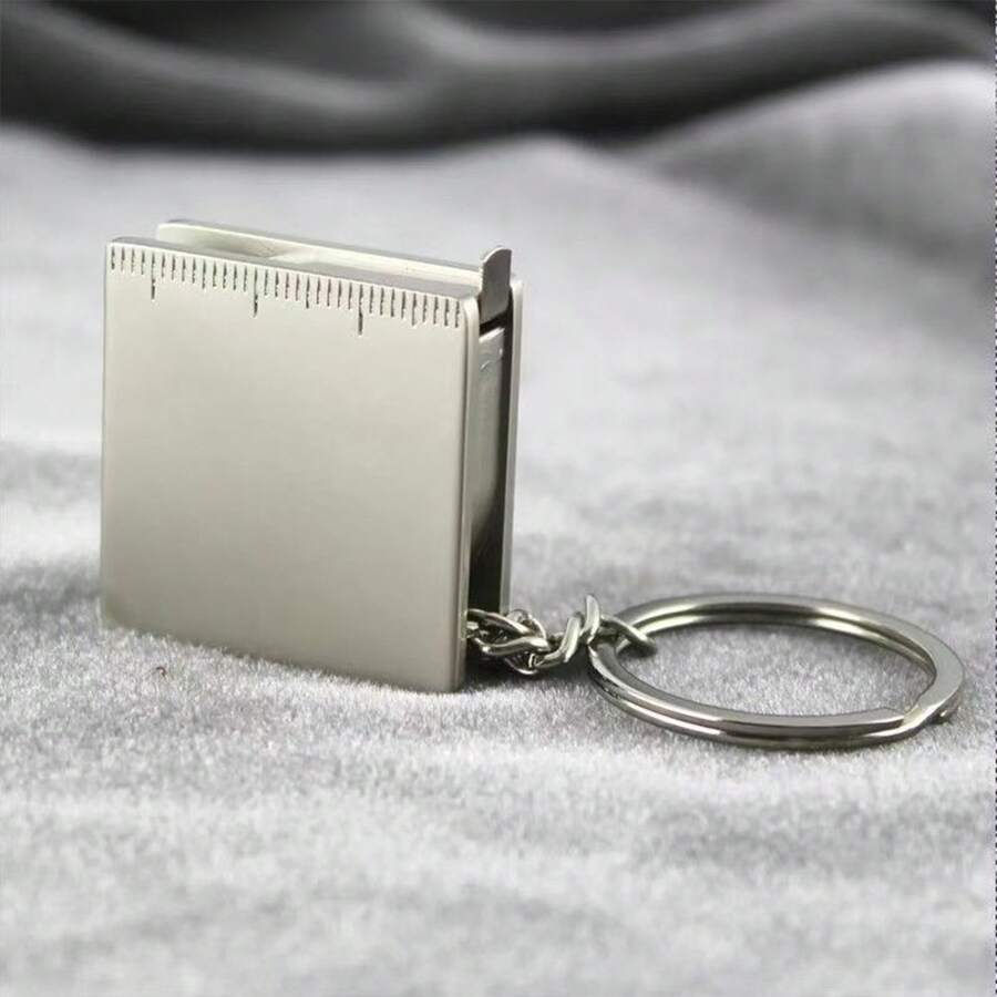 1pc-Metal Retractable Tape Measure Keychain - Compact And Durable Daily Measuring Tool. Stylish And Practical Gadget, Square Steel Ruler. Zinc Alloy Die-Cast Hardware. Measuring Tool