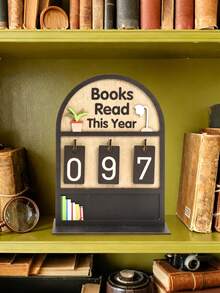 1set Wooden Reading Count Display Board,Replaceable Number Books Read Tracker Sign,Yearly Reading Goal Record Desktop Ornament,Library Tabletop Ornament,Home Decor,Babyshower Decor,Study Room Table Decor,Book Lovers Gifts,Party Supplies,Bookworm Gift - Brown - View 6