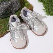 lingyang Zapatillas deportivas de caña baja para niñas, nuevo estilo 2026 primavera/otoño para todas las estaciones, duraderas y ligeras para la vuelta al colegio - Plateado - Ver 6