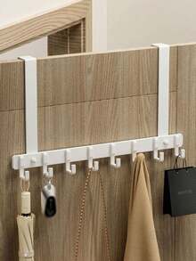 Crochets de porte robustes - Porte-manteau mural en aluminium spatial sans perçage; Idéal pour le rangement derrière les portes dans les salles de bain, les chambres et les placards; Crochets organisateurs sans clous pour les manteaux, les chapeaux, les serviettes, les parapluies et les sacs. - Blanc - Voir 1