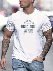 Men's T-Shirt - 100% Cotton, Crew Neck, Slightly Stretchy, Solid Color, Slim Fit, Knit Fabric, Casual Summer T-Shirt, Unique Design, 180 G/M², Men's T-Shirt - 白色 - 查看 1