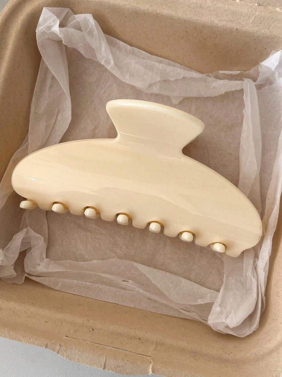 3 Pieces/1 Piece Of 9/3.54 Inch Hair Clips For Women, Stylish Hair Accessories In Black, White And Brown For Daily Hairstyling And Makeup. - 03米色 - 查看 1