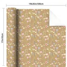 Rolled Vintage Wildflower Kraft Wrapping Paper, 43*500cm Watercolor Pastel Floral Print Gift Wrap For Birthday Wedding Holiday Present Packaging - View 4
