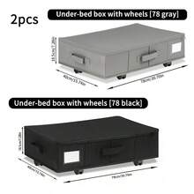 2pcs Under Bed Space-Saving Storage Organizer Box With Wheels - Waterproof Oxford Fabric, Pull-Out Design, Suitable For Clothes, Shoes, Socks - Dust-Proof Folding Box, Suitable For Toys And Books - Multicolor - View 18