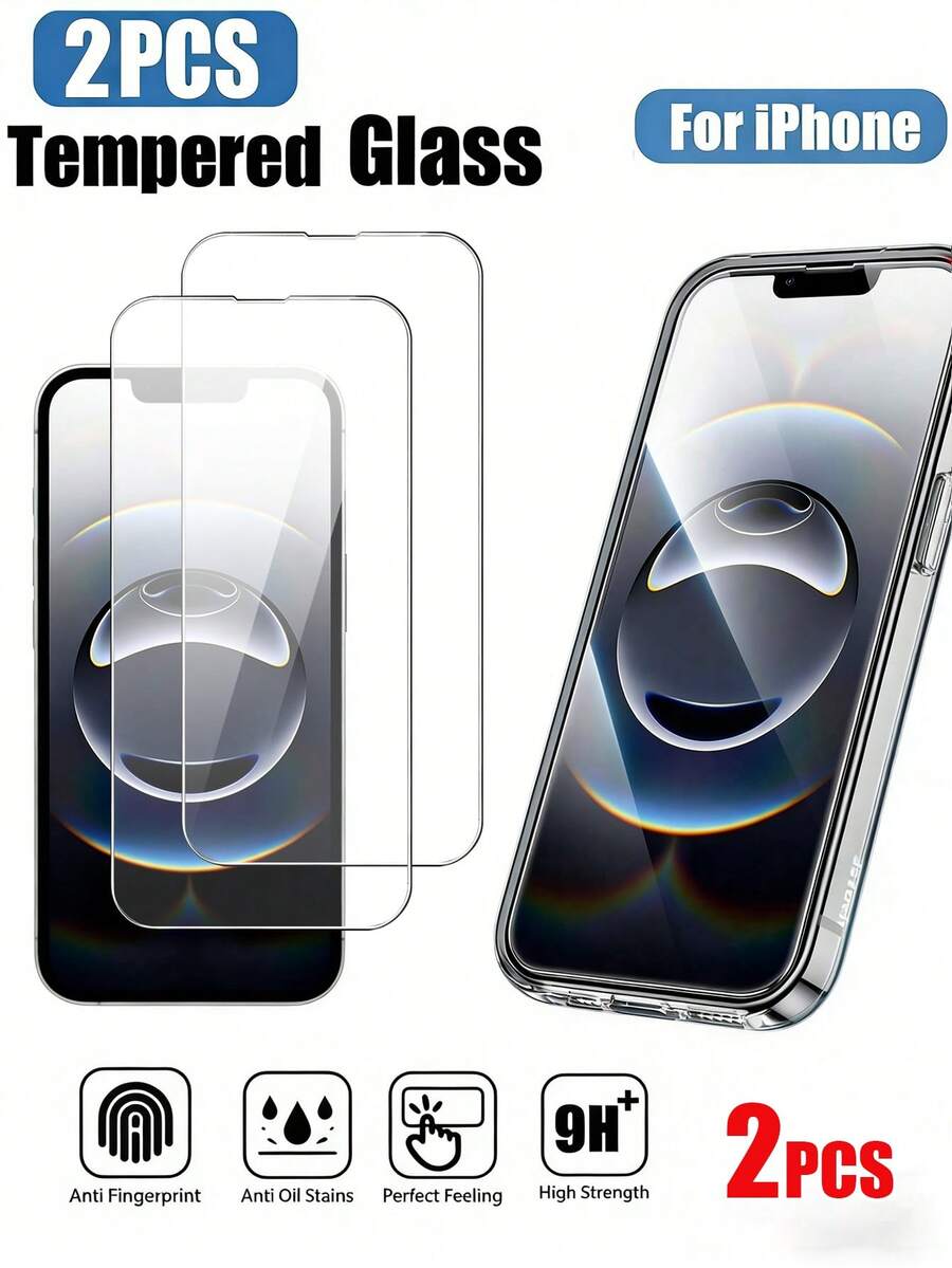XINHONGYU 2片裝全螢幕鋼化玻璃螢幕保護貼，全面螢幕保護，適用於 iPhone 17、17 Pro Max、17 Pro、17Ari、16、15、14、13、12、11 Pro Max、XS、X、XR、6、7、8、16、15、14 Plus、12、13 Mini 及其他機型。透明保護膜，耐刮防指紋，適合日常、辦公室和居家使用的必備手機螢幕保護貼。 - 無色 - 查看 1