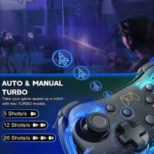 LinYuvo Transparent Wireless Game Controller With 6-AXIS Gyro Sensor, 4-LEVEL Vibration, AUTO & MANUAL TURBO, COOL RGB BREATHING LIGHT, 800 MAH BATTERY & TYPE-C CABLE, Work With Switch,PC And Android/IOS - View 5