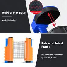 Portable Table Tennis Set With Retractable Net + 2 Rackets + 3 Ping Pong Balls + Drawstring Storage Bag, Suitable For Indoor And Outdoor Use - Multicolor - View 3