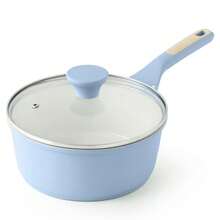 SENSARTE - Cacerola antiadherente de cerámica con tapa, 1.5 cuartos de galón, olla pequeña de cocina con mango que se mantiene fresco, compatible con inducción, revestimiento de cerámica, última - Ver 1