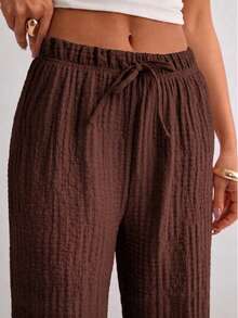 Women's Casual Patchwork Color Versatile Daily Wear Pants - Brown - View 2