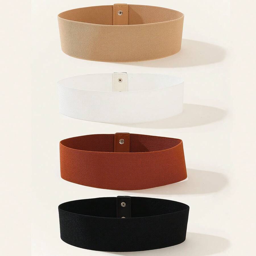2/3/4 piezas Cinturón elástico versátil y casual de moda para mujer, cintura ceñida y efecto adelgazante, múltiples colores disponibles, simple y conveniente, adecuado para decorar vestidos, abrigos, uso diario y salidas casuales
