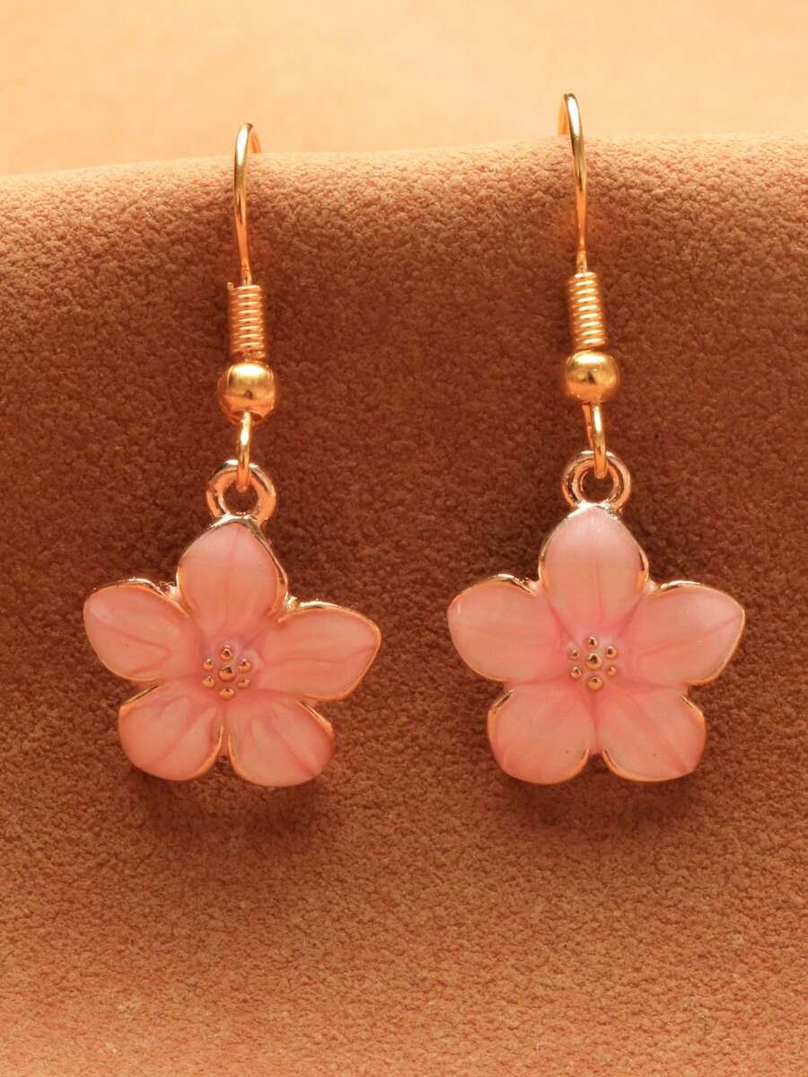 1 par de pendientes de flores color blanco roto - blanquecino - Ver 1