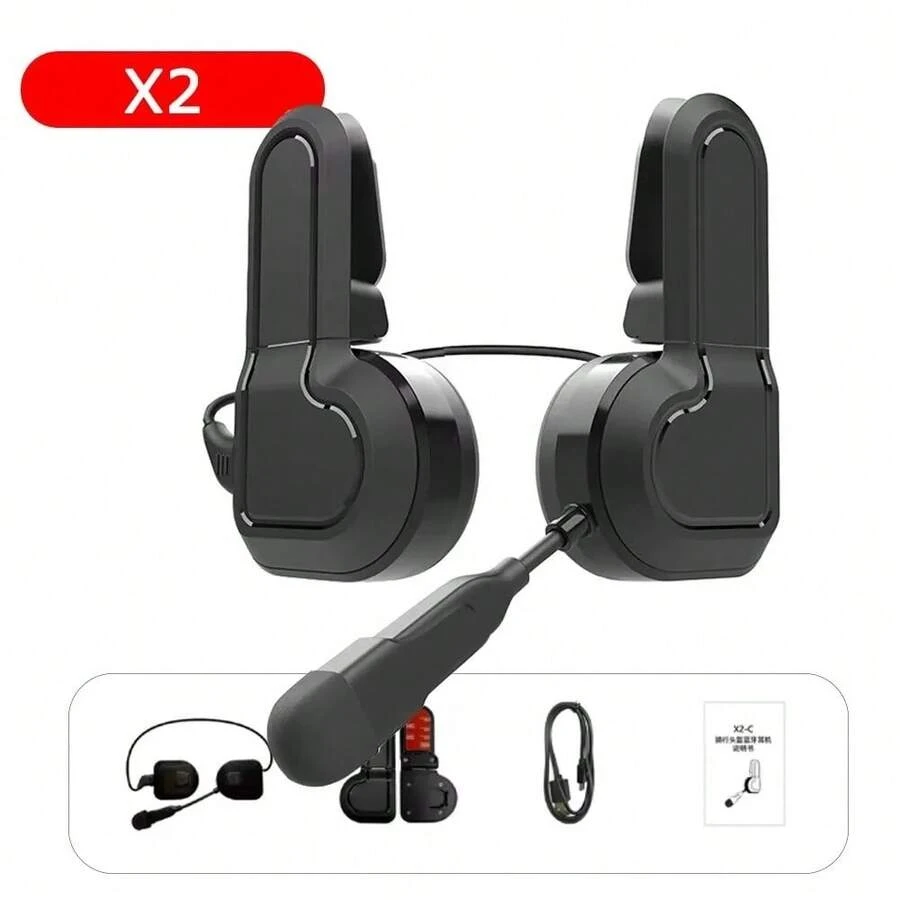 Kebidumei Wireless Motorcycle Helmet Headset Hands-free Call Kit Bluetooth 5.3 Waterproof MP3 Music Player Speaker - Auriculares dobles - Ver 1