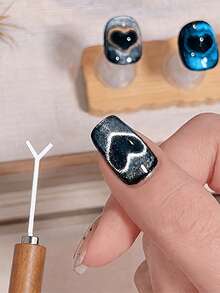 1pc 4-In-1 Cat Eye Nail Art Magnet Tool, Heart-Shaped Multi-Function Nail Styling Wand, Premium Wooden Gel Nail Polish Magnet, Suitable For Professional Nail Salon And Home Manicure - Multicolor - View 5
