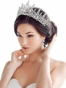 1件裝奢華半圓形皇冠水鑽飾品 婚禮新娘派對女性皇冠 皇家風格 Coronas - 銀色 - 查看 2