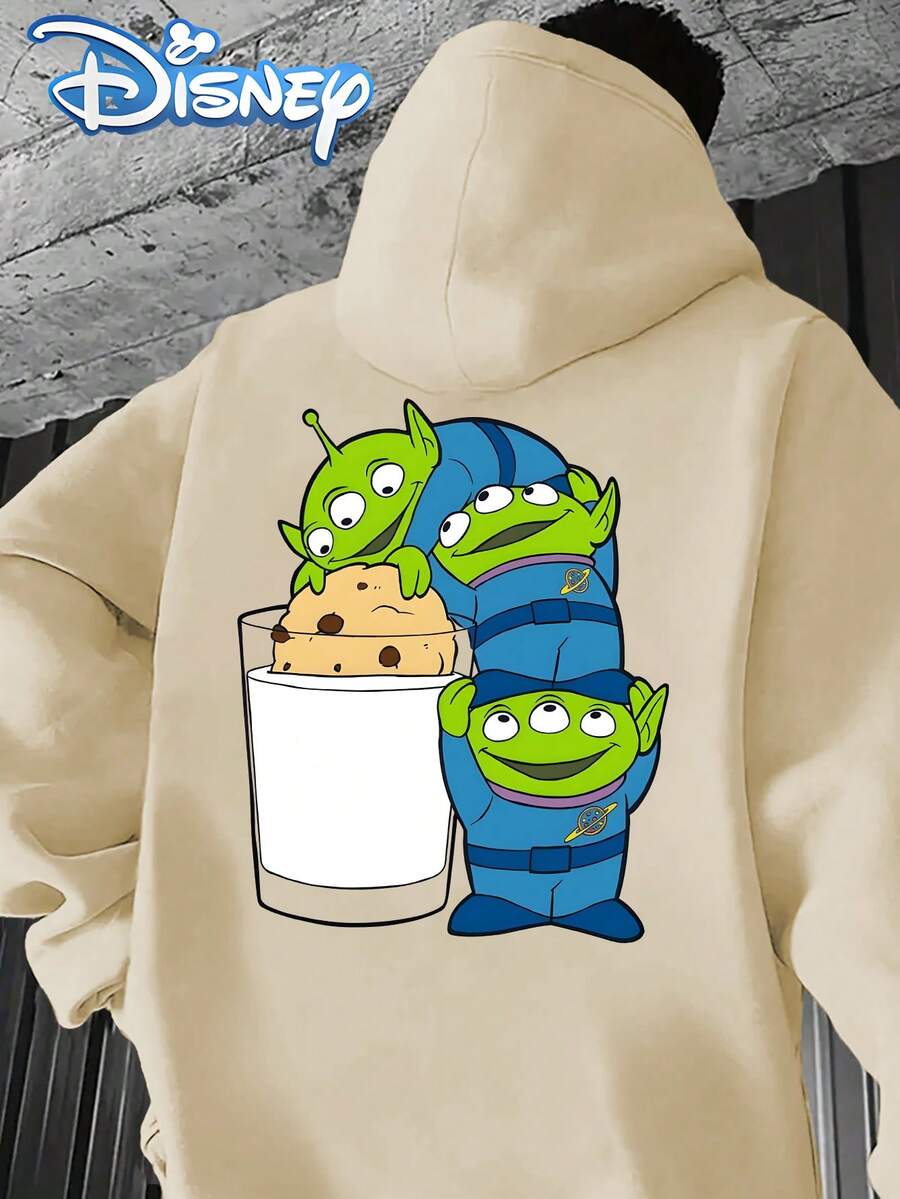 Men's Disney Toy Story Alien Three Eyes Milk & Cookies Hoodie Casual Sweatshirt.Men's Holiday Clothes.Fathers Day Gifts.Men Summer Outfits. - Beige - View 1