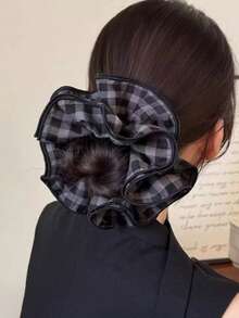 Plaid Fabric Scrunchie 4-Layer Hemmed Hair Tie Vintage High Elasticity Hair Band Women's Head Tie Flower Commute Daily Wear Hair Tie Plaid Elegant Polyester (Polyester) Hair Tie All Seasons Ponytail Elastics Rubber Bands - Multicolor - View 7