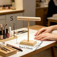 1pc Detachable Wooden Nail Art Sample Stick Display Rack, Transparent Nail Polish Color Card Wooden Display Stand, Nail Art Practice Sticker Color Card Display Rack, Nail Salon Nail Art Support Stand - Multicolor - View 9