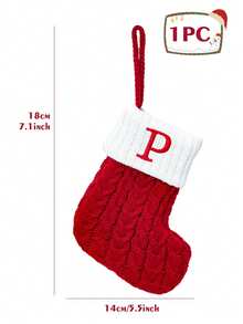 1Pc Red Knitted Christmas Hanging Stocking, Initial Letter A-Z Knitted Xmas Stocking, Ornament Stocking, Christmas Tree Decoration, Christmas Gift, Merry Christmas Party Decor, Christmas Decoration, Xmas Decor, Decor, Decor, Christmas Home Decor - Multicolor - View 25