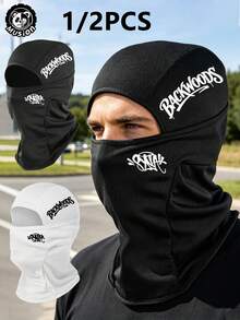 Musion 1/2PCS Backwoods Graffiti Letter Print Balaclava, Breathable Mesh Full Face Mask, Hip Hop Streetwear Stretch Head Cover For Daily Men Women Outfit - Multicolor - View 1