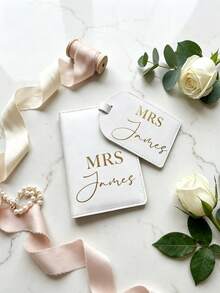 Personalized Custom Name Text Unisex PU Leather Passport Holder And Luggage Tag Set, Elegant Minimalist Style, Exclusive Customization, Exquisite, Enhances Ritual Feeling, Easy To Distinguish, Waterproof And Wear-Resistant, Daily Use, Wedding Souvenir, Suitable For Couples Honeymoon Travel, Holiday Vacation, Students, Couples Travel, Back To School Season Travel, Back To School Gift, Teacher's Day Gift, Personalized Exquisite Gift For Them, Conveying Beautiful Blessings - Multicolor - View 13