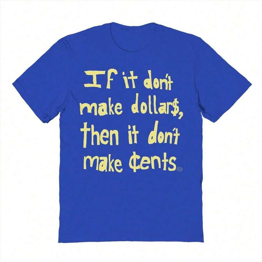 Haywood & Main Dont Make Cents Camiseta de Manga Corta de Algodón con Estampado Gráfico Unisex para Jóvenes - Azul - Ver 1