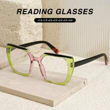 Conjunto de 2 óculos de leitura estilo retro com novo padrão, estampa de leopardo com contraste de cores vibrantes, lentes de alta definição, hastes com mola confortáveis, um conjunto de óculos de leitura confortável e moderno para uso diário para mulheres - Verde e rosa + amarelo claro - Ver 5