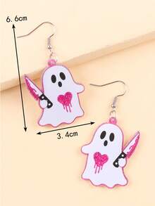 2PCS Halloween Funny Cartoon Ghost Acrylic Quirky Design Women Earrings - Multicolor - View 11