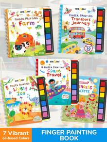 beartale Princess Finger Painting Coloring Book Set, 30 Pages DIY Art Craft With 7-Color Ink Pad, Montessori Toys, Kids Arts & Crafts Supplies, Cute Graffiti Painting Paper Book, Fun Travel Games, Back To School, Birthday Gift Toys For Girls Boys - Multicolor - View 4