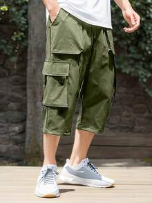 Men's 7/8 Length Casual Work Pants, Plus Size - 綠色 - 查看 2