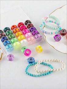 25 Rolls 25 Colors Elastic Cord, Used For Making Bracelets, Durable Rainbow Colored Elastic String, Necklaces And Various Jewelry - Crystal String Cord - View 6