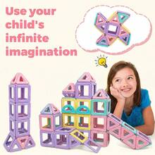 40/80/100/120pcs Vibrant Macaron Color Magnetic Building Blocks Set, Medium Size 4 Classic Shapes DIY Stacking Assembly Toys For Children Early Education - Multicolor - View 4