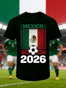 Bandera deéxico con escudo nacional y balón de fútbol que simboliza la pasión por el torneo  y el orgullo de apoyar al equipo en 2026 representando unidad fuerza y espíritu deportiv - Negro - Ver 1