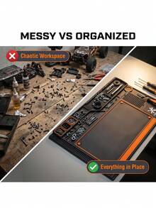 Modular Hobby Workbench Mat, Suitable For RC Cars, FPV Drones And Electronics - Premium Non-Slip Desk Mat With Parts Sorting Tray - A - View 9