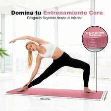 Tapete de Yoga Antideslizante 183 x 61 CM, Grueso 6mm Mat para Ejercicio Material EVA Ecológico, Incluye Correa de Transporte, Portátil Tapete Colchoneta para Pilates, Gym, Estirar y Yoga - Rosa - Ver 4