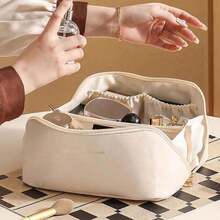 1pc PU Leather Waterproof Double Layer Makeup Bag, Portable Travel Toiletry Bag, Compartmentalized Cosmetic Organizer, Large Capacity Lipstick Eyeshadow Makeup Storage Pouch, Suitable For Cosmetics, Skincare, Makeup Storage. - Multicolor - View 7