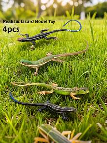 4Pcs Realistic Simulation Lizard Model – Static Solid Reptile Figurines Including Monitor Lizard, Iguana & Frilled Lizard | Halloween Prank Props, Pet Cat Dog Toy, Holiday Party Gift & Home Decoration - View 5