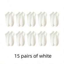 5/10/20/30/Double Solid Color Polyester (Polyester) Ribbed Side Stripe Casual Fashion Breathable Sweat-Absorbing All-Season Comfortable Couple Style - White - View 15