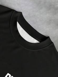 Camiseta de manga corta con cuello redondo y eslogan de Brooklyn Los Ángeles, adecuada para el streetwear - Negro - Ver 4
