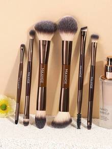 MAANGE 6/12pcs Professional Makeup Brush Set With Makeup Bag, Portable Travel Makeup Brush Kit, Includes Blush Brush, Powder Brush, Eyeshadow Brush, Highlighter Brush, Contour Brush, Eyelash Brush, Concealer Brush, Detail Brush And Other Makeup Tools, Suitable For Travel And Dates, Can Be Used As A Gift For Women - Coffee Brown - View 12