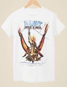 Heavy Metal - Unisex White T-Shirt Inspired By Movie Posters, 100% Breathable Cotton, Ideal For Casual And Modern Style, Oversized Black T-Shirt - Inspired By The Style Of Ba - 白色 - 查看 1