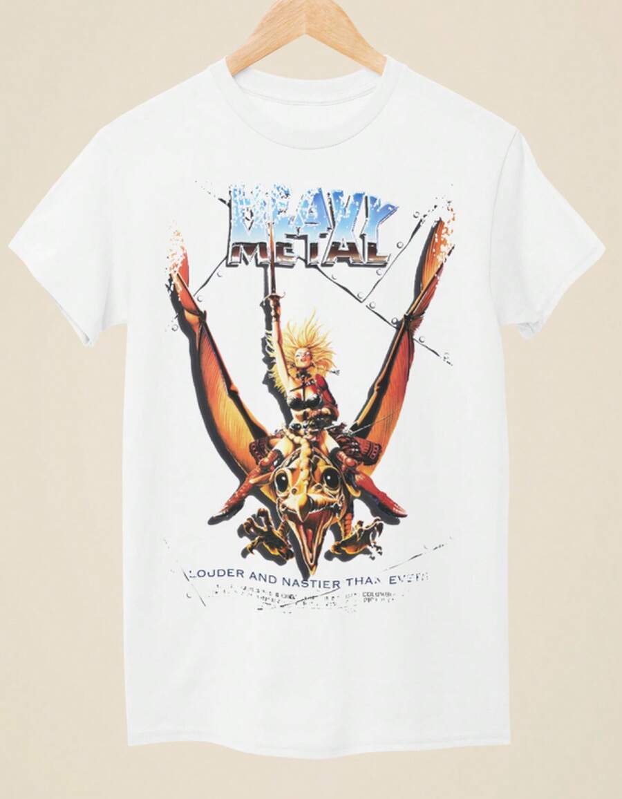 Heavy Metal - Unisex White T-Shirt Inspired By Movie Posters, 100% Breathable Cotton, Ideal For Casual And Modern Style, Oversized Black T-Shirt - Inspired By The Style Of Ba - 白色 - 查看 1