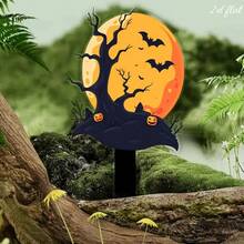 2D Acrylic Halloween Yard Decor Sign, Ghostly Dead Tree, Full Moon, Bat, Pumpkin Pattern, Suitable For Outdoor Garden And Yard Decoration. - Halloween Floor Insert - View 3