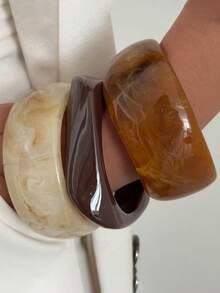 Geometric Square Asymmetrical Transparent Resin Bangle Alloy Bracelet Women's Jewelry - Multicolor F - View 9