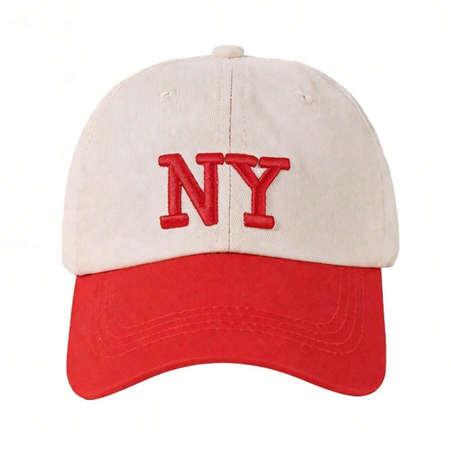 1pc Baseball Cap Embroidered With "NY" Letters, Suitable For Spring And Autumn Outdoor Wear, Casual, Vacation And Travel - Multicolor - View 1