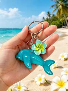 Blue Dolphin Keychain With Cute Small Flower, Perfect For Backpack Accessories, Phone Charms, Car And Home Decor, Birthday, Holiday And Party Gifts, Suitable For Fashionable Car Keys, Men And Women Packaging Decorations And Home Accessories, Ideal Vacation Accessory, Can Be Used For Travel, Work, School, Dorm, Wedding Bride Gift, Mother's Gift, Birthday Gift, Holiday Souvenir, Back To School Gift, Graduation Gift - Multicolor - View 9