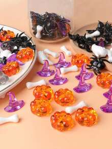 20/40pcs Halloween Mini Acrylic Ornament Set | Small Acrylic Pumpkins, Skulls, Bats, Spiders, Ghosts & Witch Hat Decorations, Multipurpose Vase Fillers, Tabletop Scatter Decor, DIY Resin Crafts, Ideal For Halloween, Home & Tiered Tray Decor - Multicolor - View 2