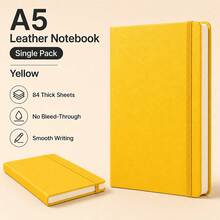 Premium PU Leather Notebook With Strap And Bookmark, Classic Lined Inner Pages Diary (80g Paper, 84 Sheets), Office/Study/Journaling, Multiple Colors Available School Supplies - A5 - View 14
